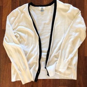 White and black cardigan